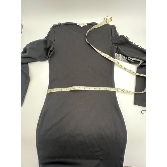 NEW Wyldr Black Off-The-Shoulder Lace Me Up Bodycon Longsleeve Dress - Picture 14 of 14